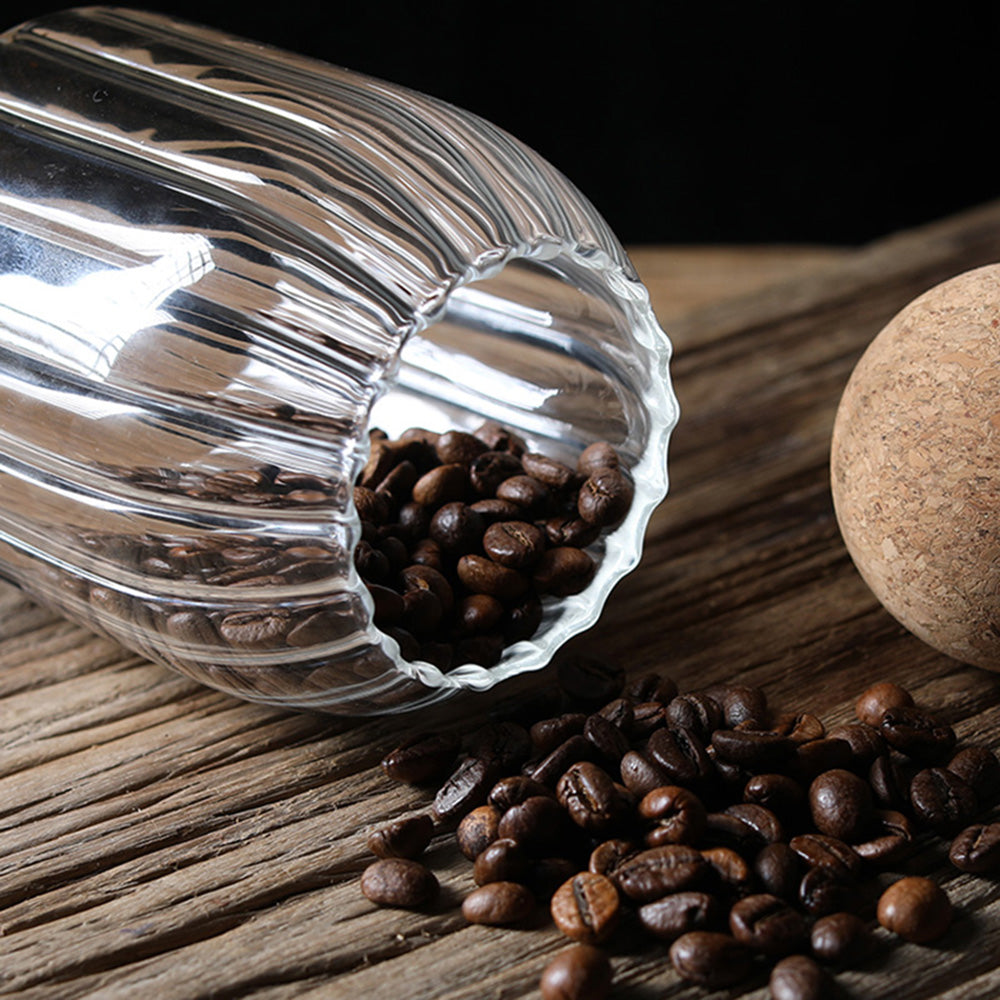 Modern Cork & Striped Glass Tea Storage Jar