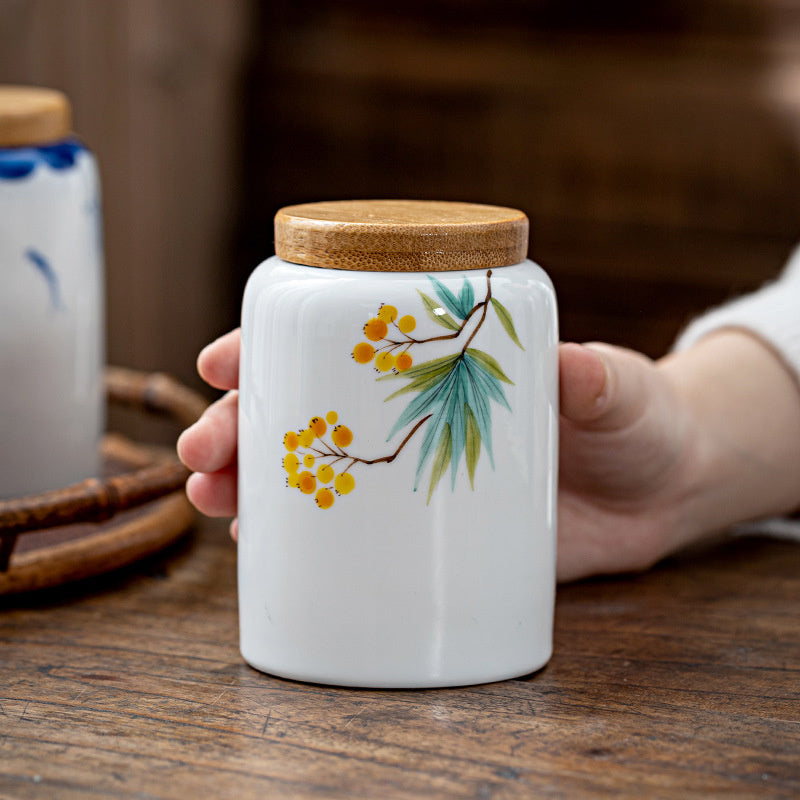 Hand Painted Ceramic Tea Storage Pot